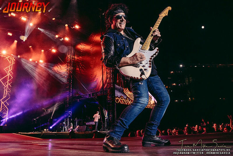 Neal Schon Rocking out on Stage Leaned Back Journey and Def Leppard Tour 2018
